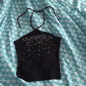 Black crop top with silver embellishment